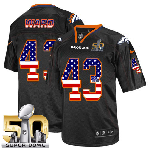 Men's Limited T.J. Ward Super Bowl L Nike Jersey Black - #43 USA Flag Fashion NFL Denver Broncos